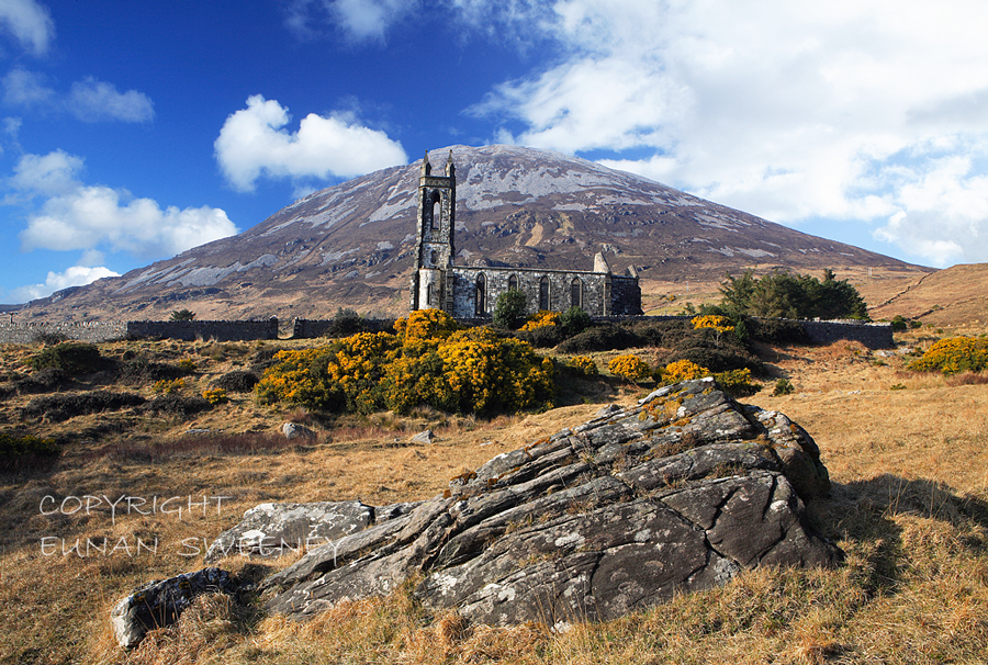 Dunlewy Old Church and Errigal Mountain. Co. Donegal